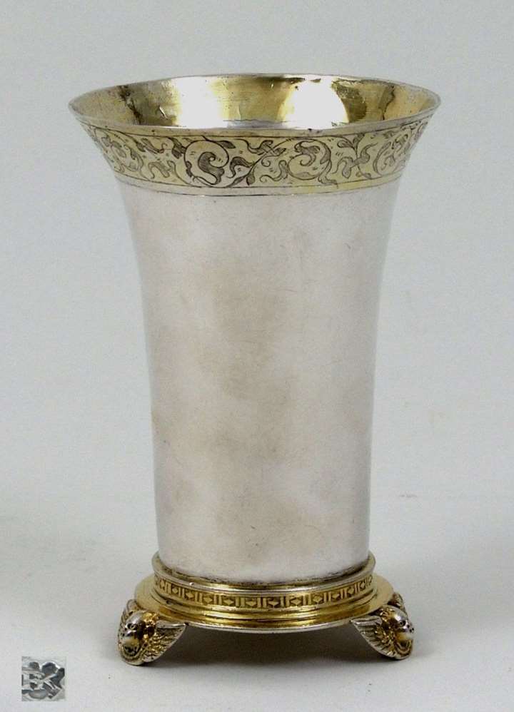 A German Silver Parcel Gilt Beaker with Flared Lip-Stauf